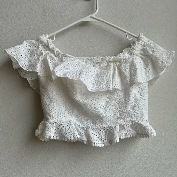 Revolve Majorelle Julianna White Eyelet Lace Off The Shoulder Blouse Size Small - Picture 2 of 8
